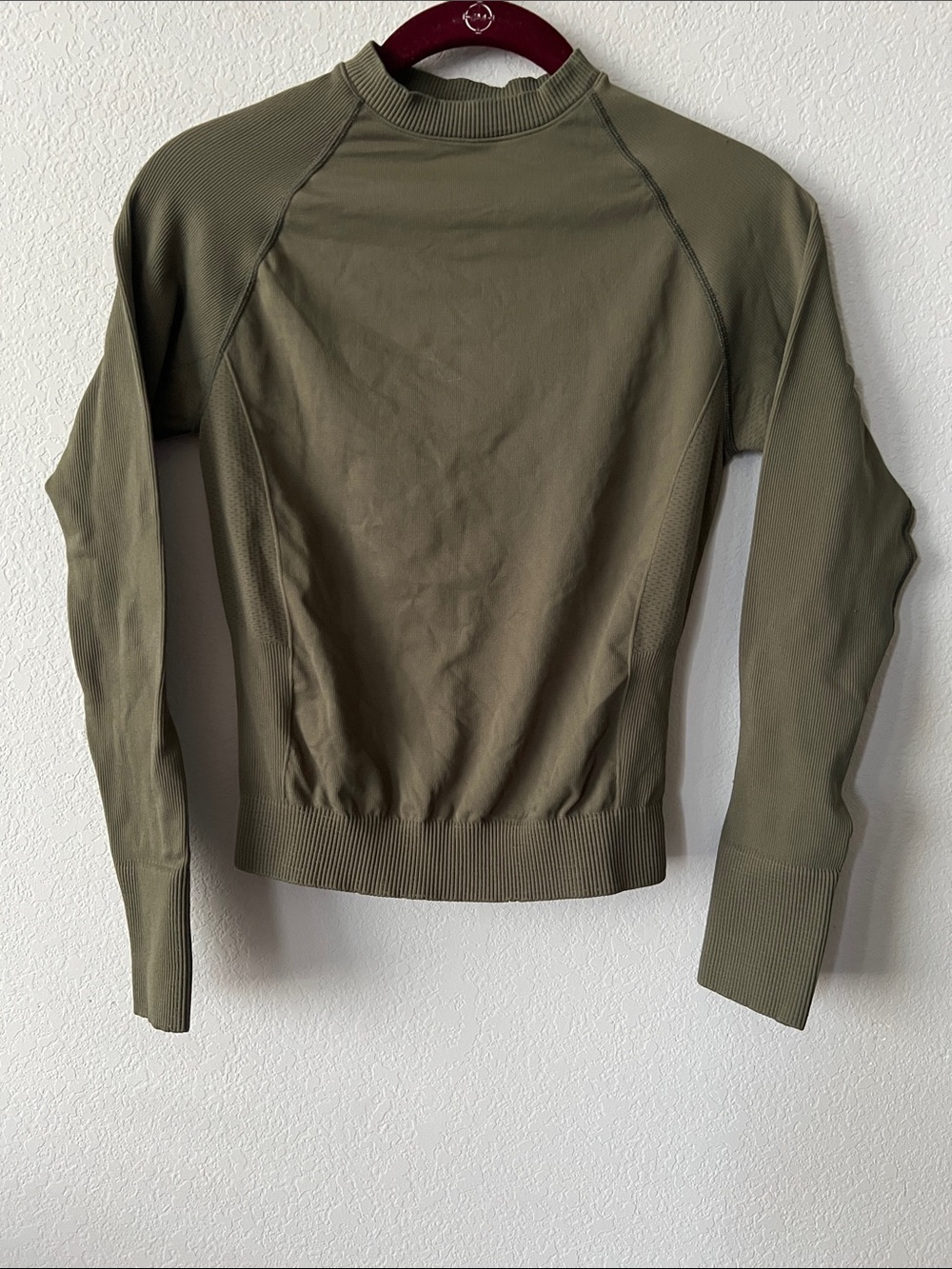 Halfdays Johnson Seamless Top Long Sleeve Olive Green Size Small